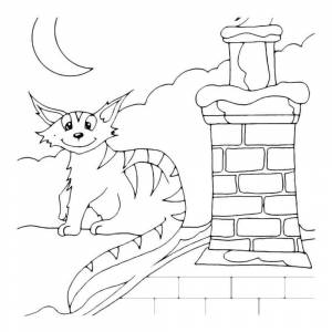 Раскраски кот на крыше