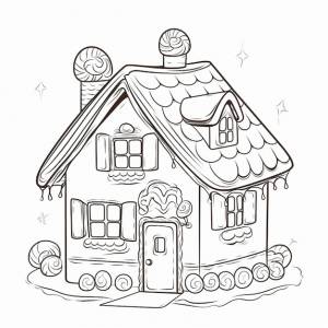 Раскраска дома с пряничной крышей, генеративный ai