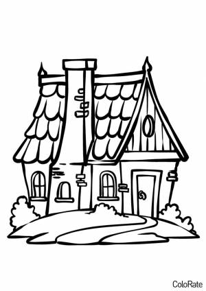 Раскраска Дом с черепичной крышей