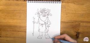 Как нарисовать лешего карандашом и скетч маркерами для начинающих