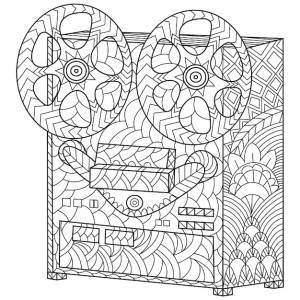 Катушечный магнитофон раскраска вектор для взрослых