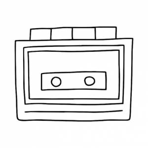 Ручной обращается каракули ретро магнитофон векторные иллюстрации старомодный электронный кассетный проигрыватель каракули вектор