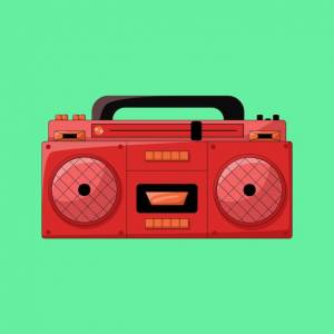 Векторный ретро-магнитофон, нарисованный в простом стиле