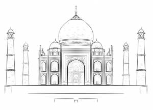 Раскраска Мечеть Тадж-Махал