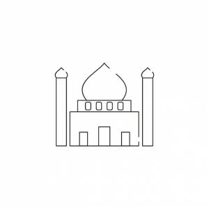 Черно-белый рисунок мечети