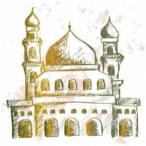 Эскиз мечети ручной рисунок иллюстрация