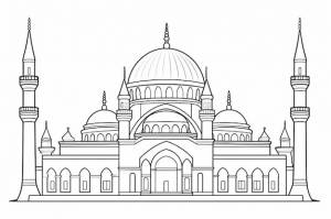 Рисунок здания с рисунком мечети