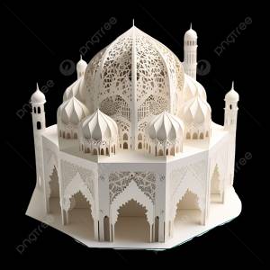 Трехмерная модель здания мечети с эффектом вырезания из бумаги PNG , мечеть, религия, рамадан PNG картинки и пнг PSD рисунок для й загрузки