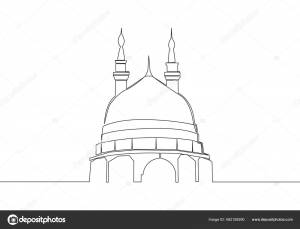 Единая Сплошная Линия Рисования Исторической Достопримечательности Мечети Мечети Святое Историческое Векторное изображение ©SimpleLine 482159290