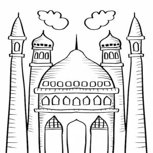 Мечеть каракули ручной рисунок иллюстрация