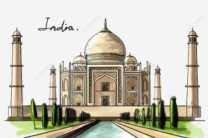 Креативная рисованная достопримечательность Индии Тадж Махал PNG , Таги гробы, Индия, ориентир PNG картинки и пнг PSD рисунок для й загрузки