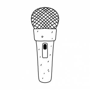 Микрофон ручной рисунок в стиле каракулей векторная иллюстрация изолирована на белой странице раскраски