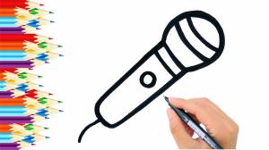 How to draw a microphone step by step