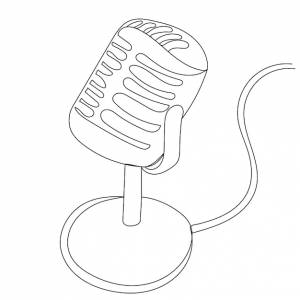 Рисунок микрофона одним сплошным изолированным вектором линии