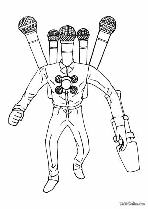 Раскраска Микрофон Мен Титан