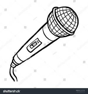 Microphone Cartoon Vector Illustration Black White