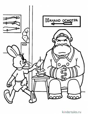 Заяц в музее» раскраска для детей