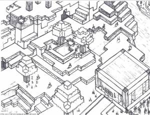 Раскраски Раскраска Майнкрафт город майнкрафт