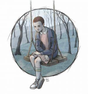 Рисунок Одиннадцать из сериала Очень странные дела