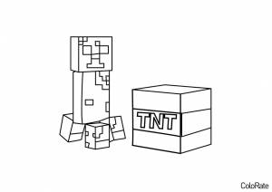 Раскраска Крипер и динамит