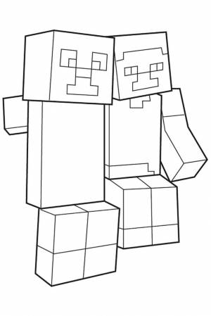 Раскраска Майнкрафт Крипер и Стив