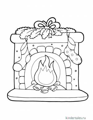 Рождественский камин с носками» раскраска для детей