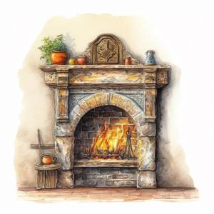 Есть рисунок камина с камином генеративный ай