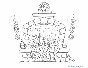 Красивый рождественский камин» раскраска для детей