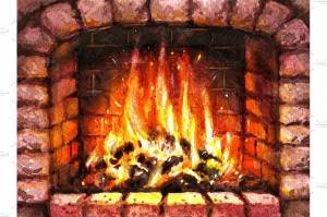 Камин рисунок гуашью