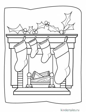 Камин с подарками» раскраска для детей