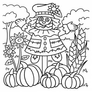 Раскраска пугало на день благодарения для детей