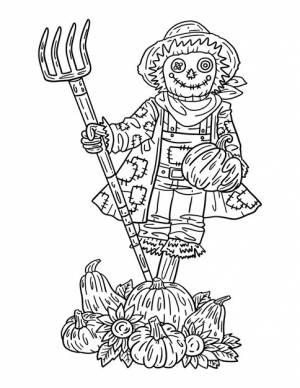 День благодарения пугало изолированных взрослых раскраски