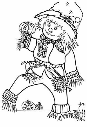 Раскраска Октябрь Пугало