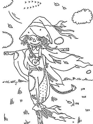 Раскраски пугало, Раскраска Огородное пугало пугало