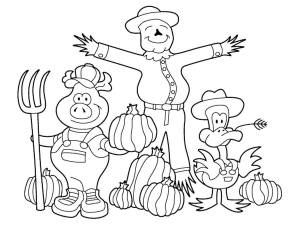 Раскраски Раскраска Пугало в огороде отпугивает птиц пугало