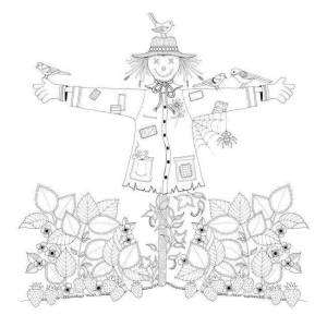 Раскраски Раскраска Пугало и растения 