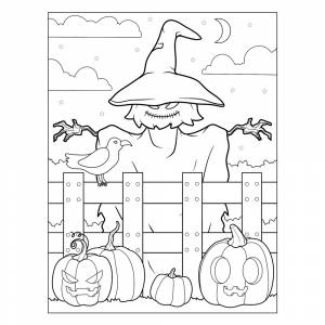 Раскраска Пугало на Хэллоуин