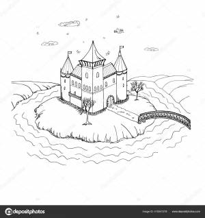 Книга раскраски Хэллоуина со старым замком Векторное изображение ©Mariabelyakova 410041278