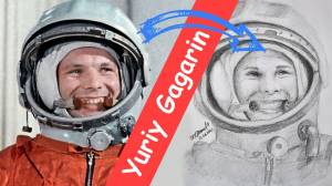 Как нарисовать Юрия Гагарина