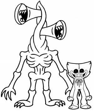 Раскраска Сиреноголовый и Хагги Вагги