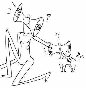 Раскраска Сиреноголовый с питомцем