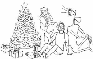 Раскраска Сиреноголовый около елки