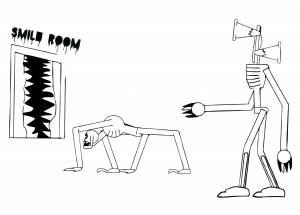 Раскраска Сиреноголовый и улыбающаяся комната