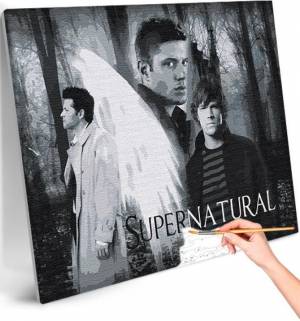 Кастиэль и Винчестеры Сверхъестественное Раскраска картина по номерам на холсте 40х50