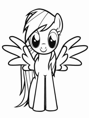 Раскраска Радуга Дэш картинка на листе  для детей