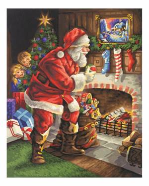 раскраска по номерам schipper 40х50 см, санта клаус у камина, 1