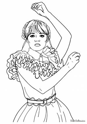 Раскраска Танец Уэнсдей