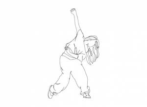 Однолинейный рисунок танцора хип-хопа продолжает линейную векторную иллюстрацию