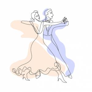 Танцоры бальных танцев профессиональная танцевальная пара вальс рисунок одной линии ручной рисунок