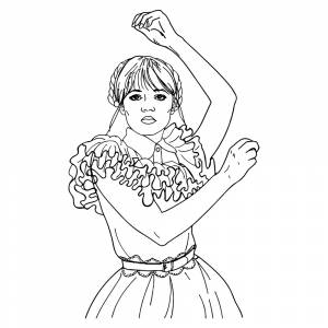 Раскраска Танец Уэнсдей